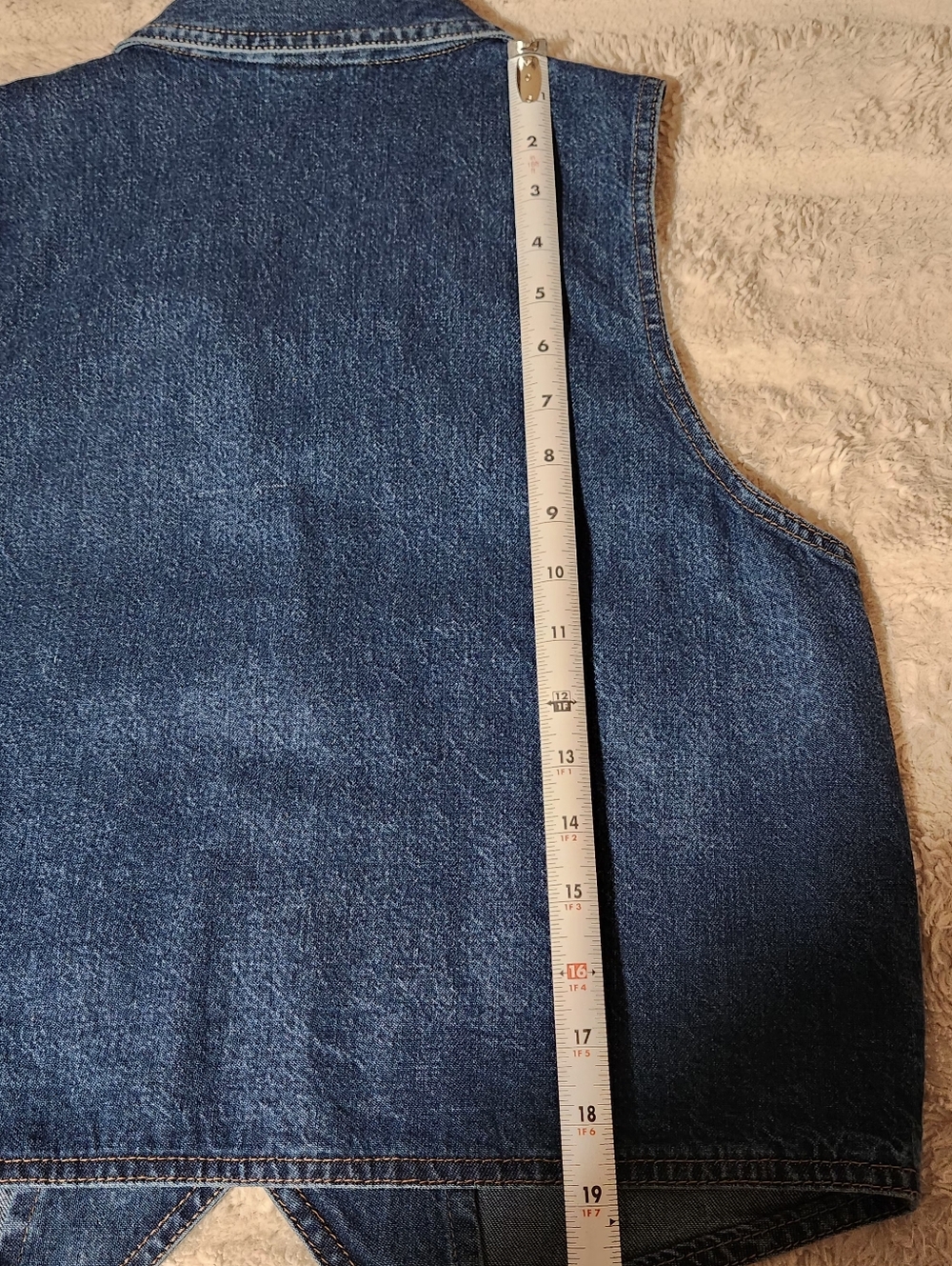 VTG Vivaldi Denim Vest M Made in USA 90s Festival Boho Coastal Cowgirl Western - Picture 8 of 9